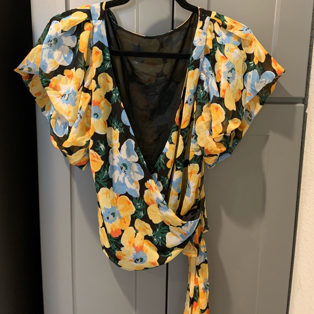Club Monaco Floral Wrap Blouse/ Shirt